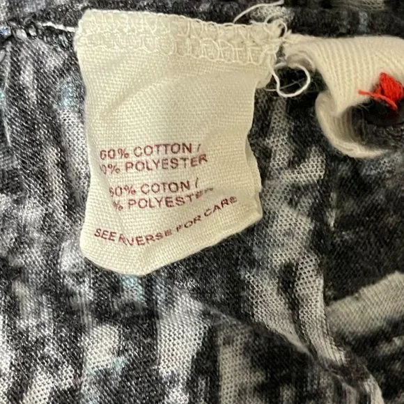 Free People women's size S gray/black/blue v neck ribbon accents bell sleeve top - Picture 7 of 9